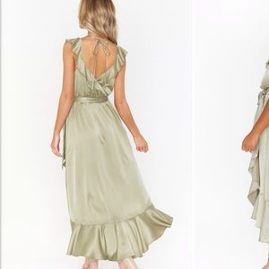 COPY - Moss Green Luxe Satin dress